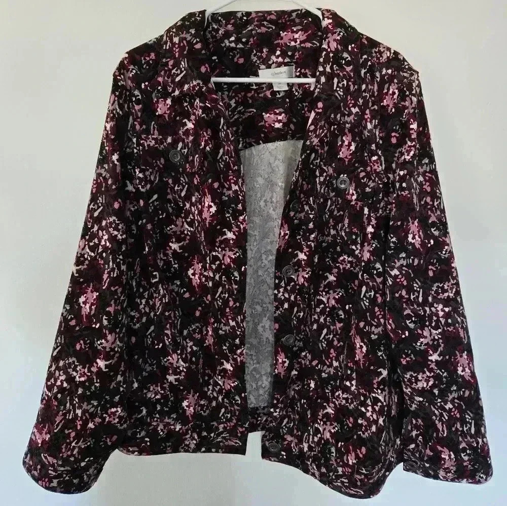 Cj Banks 2X Work Casual Button Down Maroon Long Sleeve Jacket.